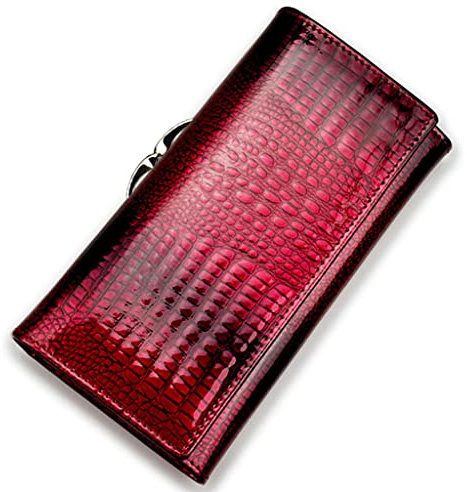 Hattba Modische Damen-Geldbörse aus Leder, lang, Clutch, Geldbeutel, Handy, a