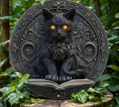 Generisch Schwarze Katze Hexe Buch Alchemie Metall Schild Wand-Deko Wandbild wall