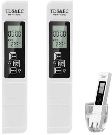 2 PCS TDS Messgerät für Trinkwasser 3 in 1 TDS/EC ppm Messgerät Wasser LCD Digital Wasserqualität Tester Wasser Tester Wassertester Hoher Genauigkeit für Pool, Trinkwasser, Aquarium, Schwimmbad