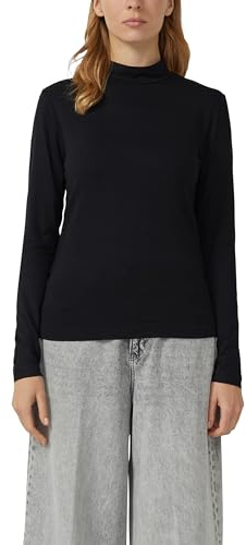 s.Oliver Damen T-Shirt – Langarm, Slim Fit, Stehkragen, Jersey