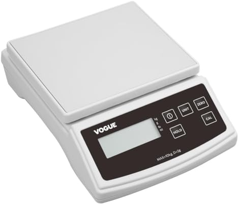Vogue Electronic Scale, 10kg Grad 2g lb-kg | Toggle effortlessly between metric and imperial units for precise commercial prep, boosting kitchen efficiency.