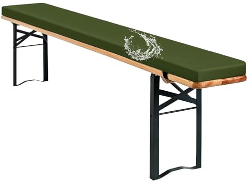 AQIGR Cuscini Imbottiti per Panchine da Birra 220x25 120x40 150x30 180x30 Imbottitura in Spugna Sfoderabile Copri Panca Giardino per Sagra Birreria Feste Catering(Verde Scuro,220x25x3cm)