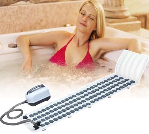 HCAUYNN Tappetino Massaggiante per Vasca da Bagno con 6 Livelli di Regolazione, 54/74 Punti di Massaggio, Cuscino Gonfiabile, Macchina per Bagnoschiuma per Rilassamento Muscolare,114cm