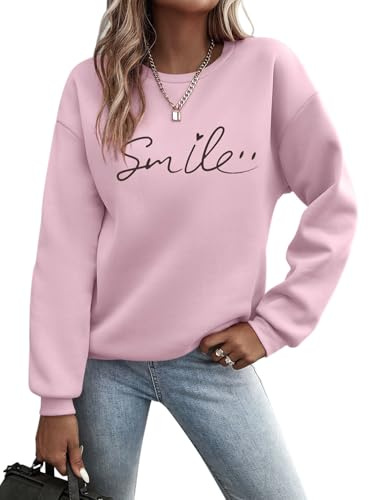 Minetom Pullover Damen Herbst Winter Sweatshirt Rundhals Langarm Pulli Frauen Oberteil Sweatshirts ohne Kapuze