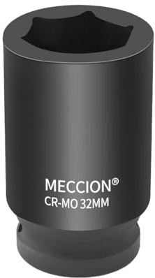 Meccion Llave de Vaso de Impacto 32mm de Entrada 3/4, Trabajos Pesados Cr-Mo Vaso Hexagonal, 63 mm de Longitud