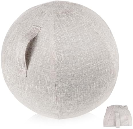Parliky Bio-Baumwolle Yoga Ball Schutzbezug Beige Atmungsaktiv Waschbar Kratzfest Langlebig Geeignet Für Gymnastik Sitzball Schutz Vor Schmutz Und Beschädigungen
