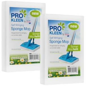 HOMESHOPA Sponge Mop Refill Replacement Pad, 2 Pack Highly Absorbence Foam Head for Self-Wringing Mops, Quick-Dry, Durable, Easy to Attach, Suitable for Tile, Marble & Wooden Floors