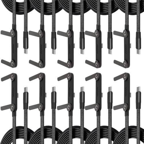 2-in-1 Invisible Holder Charger Cable with Stand, 240W Super Fast Charging Cord with Built-in Folding Phone Stand, 5ft Type-C Cable for iPhone Smartphones Gaming Office(10PC)