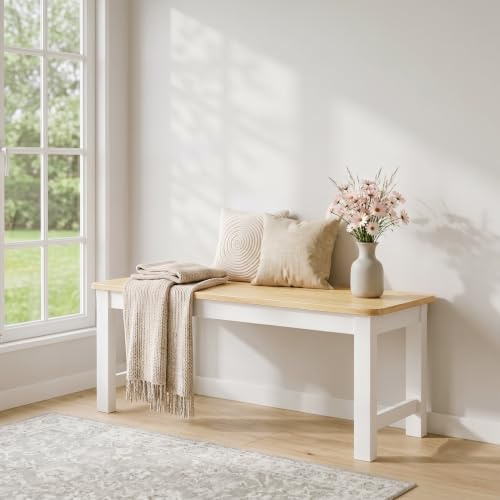 Warmiehomy Dining Bench,Elegant Modern Bench Solid Pinewood & Sturdy Frame