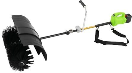 2-in-1 Schneefräse Akku, 800W Motorbesen, Schneeschaufel, 7500 U/min, Kehrmaschine Akku, 55 cm Arbeitsbreite, Rasenkehrmaschine
