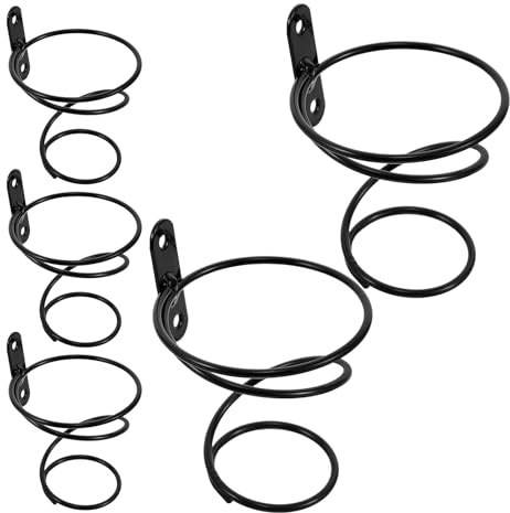 Milisten Étagère Murale en Métal Noire pour Bouteilles de Vin, Design en Spirale, Lot de 5 Porte-Bouteilles Mural, Support Sécurisé et Pratique Cuisine, Bar et Rangement Organisé
