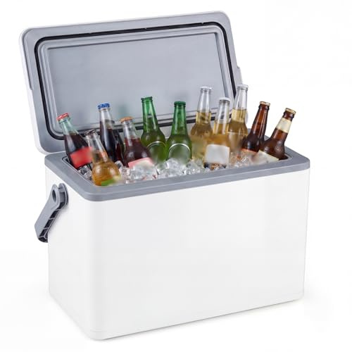 LIFEZEAL Frigorifero portatile rigido, 12 l, scatola termica isolata stampata ad iniezione con impugnatura comoda, frigorifero portatile anti-perdite, per campeggio, pesca, code di auto