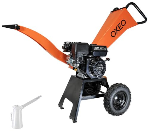Broyeur de végétaux thermique 7CV - branches diamètre 6,5cm - Moteur 212 cm3 4 temps - Roues gonflées 30cm - Facile à déplacer (Modèle 2026)