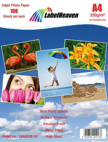 LabelHeaven LH-A4230-32 Fotopapier, A4, 210 x 297 mm, 230 g/qm, 100 Blatt