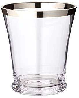 EDZARD Weinkühler Reuben (H 22 cm, Ø 19,5 cm), Kristallglas mit Platinrand | Flaschenkühler für 1 Flasche, mundgeblasen, Champagnerkühler, Sektkühler, Getränkekühler, Barzubehör