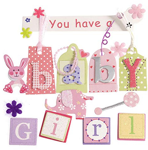 Pink Baby Girl Assorted Papercraft Embellishments