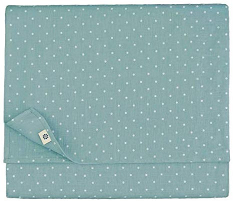 Linen & Cotton Tischdecke Vintage Landhaus Rustikal Antea - 100% Leinen, Weiß Enteei Blau (137 x 300 cm) Punkte Rechteckig Lang Tischtuch Stoff Tischwäsche für Haus Home Küche Dekoration Party