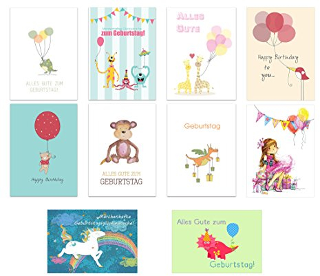 the lazy panda card company 40er Set: Geburtstagskarten Glückwunschkarte Kinder Kindergeburtstag Klappkarten mit 40 Umschlägen