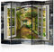 RAUMTEILER/PARAVENT B&D XXL Raumteiler Fensterblick Fenster Landschaft Foto Paravent 225x172 cm beidseitig auf Vlies-Leinwand Bedruckt Trennwand Spanische Wand Sichtschutz Raumtrenner schwarz