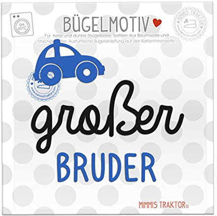 Bügelbild großer Bruder mit Auto Flockfolie Aufbügler Applikationen Bügelsticker für Stoffe Textilien Kinder zum Aufbügeln Flicken