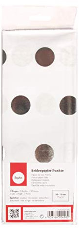 Rayher 67272606 Seidenpapier Punkte, silber, 50x75cm, 3 Bogen, 17g/m², lichtecht, farbfest, leicht transparentes, dünnes Papier, Geschenkpapier, Papier zum Basteln