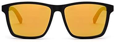 TAKE A SHOT Holz-Sonnenbrille Groß Herren Eckig Schwarz, UV400, Sonnenbrille Orange Verspiegelt Holz Herren Rechteckig Michel