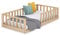 Cama Infantil Tipo Montessori Nube, con somier y Barrera barandilla, en Madera Natural para niño y niña, 90x190 cm