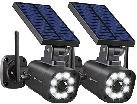 Techage SL669 Solar Battery Powered Fake Security Camera Motion Light Black