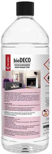KRATKI bioDECO Carburant bio pour cheminées 100 % alcool d'origine naturelle Source de chaleur efficace Brûle pendant 2 à 5 heures Sans odeur Sans fumée Parfum romantique 1 l
