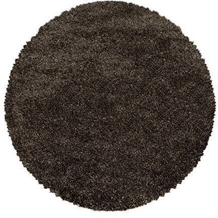Carpettex Hochflor Teppich Wohnzimmer Shaggy Flokati Teppich Modern Einfarbig 120 cm Rund Braun - Teppich Schlafzimmer Weich Flauschig Waschbar Teppich Küche Esszimmer - Langflor Teppiche