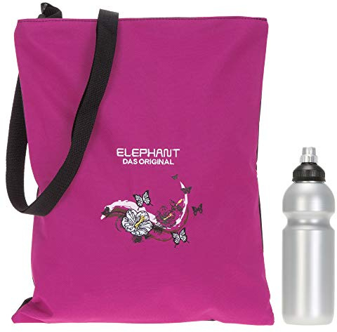 Elephant Turnbeutel Sportbeutel Hero Signature Attach Bag Tasche fixierbar Jungen Mädchen Auswahl passt zu Cyber Camo, Two Tone, Flower, Cube oder Plaid + Trinkflasche (Magenta Butterfly 12371)