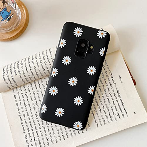 ZTOFERA Coque arrière en TPU Mat pour Samsung Galaxy S9, Motif pâquerette, Coque de Protection Fine et légère pour Samsung S9 – Noir