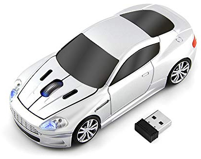 Aikchi 3D sans Fil Auto Voiture Souris, Ordinateur Portable PC Souris d’Ordinateur, lumière LED 2.4GHz 1000DPI pour MD (Argent)