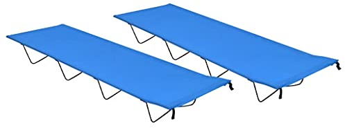 vidaXL 2X Campingbett Feldbett Campingliege Feldliege Klappbett Liege Gästebett Sonnenliege Gartenliege Strandliege 180x60x19cm Oxford-Gewebe Stahl Blau