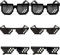 WAIZHIUA Thug Life Sonnenbrille, Kunststoff, schwarz, Pixel, lustige Sonnenbrille, Mosaikbrille für Erwachsene, Kinder, Foto-Requisiten, Partyzubehör, 6 Stück