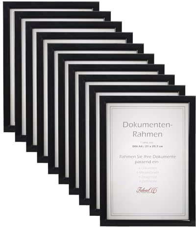 IDEAL TREND 2er 3er 5er 10er Pack Dokument Bilderrahmen 21x29,7 DIN A4 Urkunde Foto Rahmen: Farbe: 10er Pack Schwarz