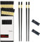 10 Pares Palillos de Aleación, Palillos de Negros Palillos Chinos Palillos Vajilla Set Palillos Reutilizables, Para la Cocina, los de Restaurante con 2 Soportes para Palillos(Jin Ruyi)