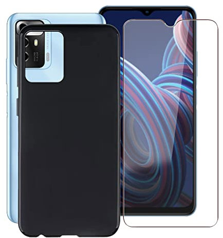 HGJTF Custodia per ZTE Blade A72 5G (6.52) + [1 Pezzi Vetro Temperato Pellicola Protettiva], Nero Morbida TPU Bumper Case, [AntiGraffio X Antiurto] Silicone Cover per ZTE Blade A72 5G - Black