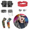 FASBET 9 Stück Rocker Kostüm Herren Rockstar Kostüm Kinder, Punker Kostüm Mann Punk Kostüm Damen, Disco Kostüm Herren Party Kostüm Männer, 70er 80er 90er Jahre Outfit Punker Accessoires Festival