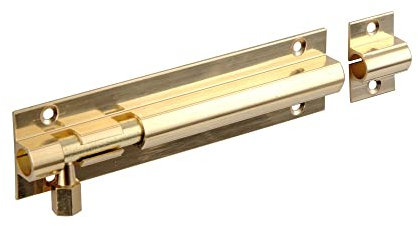 Merriway BH07704 Straight Door Barrel Bolt, Brass Polished Stainless Steel 40mm