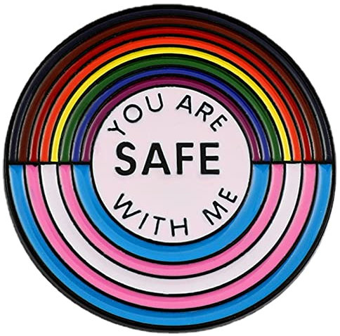 Regenbogen-Stolz-Emaille-Pin | 1pc/ You Are Safe with Me Langlebig Pride Emaille Badge | Regenbogen-Anstecknadel für Musikfestivals, Krankenschwestern, Sicherheitspersonal, Alltag