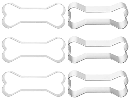 FAZHBARY Lot de 6 emporte-pièces en forme d'os de chien en métal en forme d'os de chien pour friandises, pâtisseries, travaux manuels