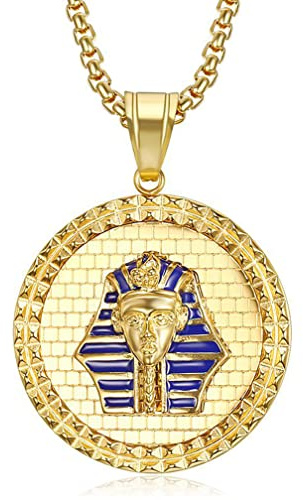 YAHOYA Klassisches altes Ägypten Pharao Tutanchamun Maske Medaille Anhänger Halskette Männer Amulett Schmuck Accessoires