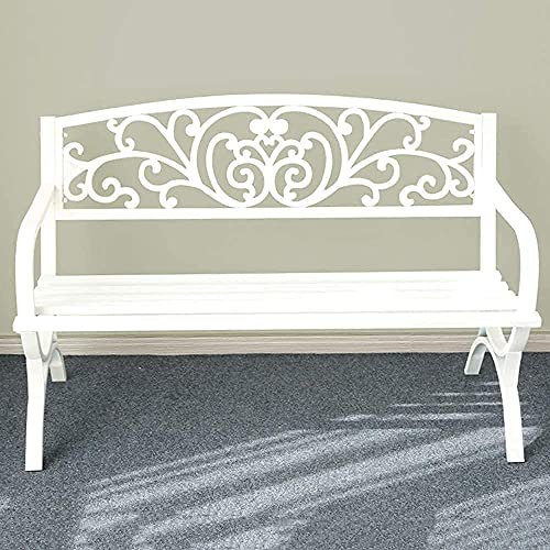 ZAYEN Garden Benches, Outdoor Bench Bench,Park Benches For Outside, Cast Iron Metal Garden Bench,Lawn Or Garden Seat - 2 Seater (White Cross Table Legs) (Black Cross Ta (White Cross table legs)