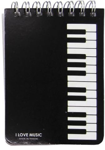 PartyErasers Music Themed Notebook Set - Black Keyboard Design A7 Spiral Bound Notebook