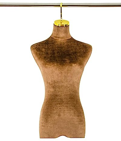 ZIMGOD Schaufensterpuppe Hängender Mannequin-Torso Weiblich, Halbkörper-Kleiderform für Hochzeitskleid/Nähdisplay, Schneiderpuppe für Kleider mit Goldenen Haken (Color : Brown)