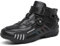 Scarpe da Moto da Uomo Stivaletti Corti da Motocross Neri in Pelle Impermeabile, Scarpe da Fuoristrada da Moto Stivali Sportivi da Corsa,Nero,40 EU