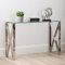 120cm Console Table for Living Room Furniture, Slim Hallway Table with Modern Stainless Steel Frame and Tempered Glass Top, Narrow Entryway Table