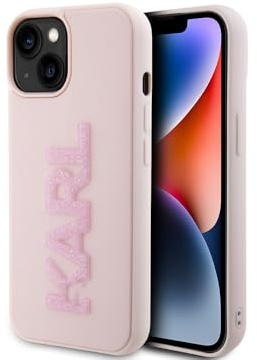 Karl Lagerfeld KLHCP15M3DMBKCP Hülle für iPhone 15 Plus 6.7 Rosa hardcase 3D Rubber Glitter Logo