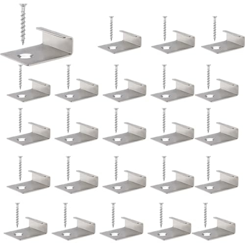 50 Stück WPC Befestigungsclips,Endklammer Decking Versteckt Anlasser Clips aus Edelstahl Versteckte Starter Befestigung Board Clip mit Selbstschneidender Schraube (Silber, 6mm)